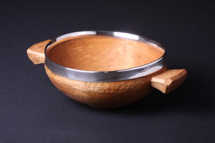large field maple quaich with silver rim